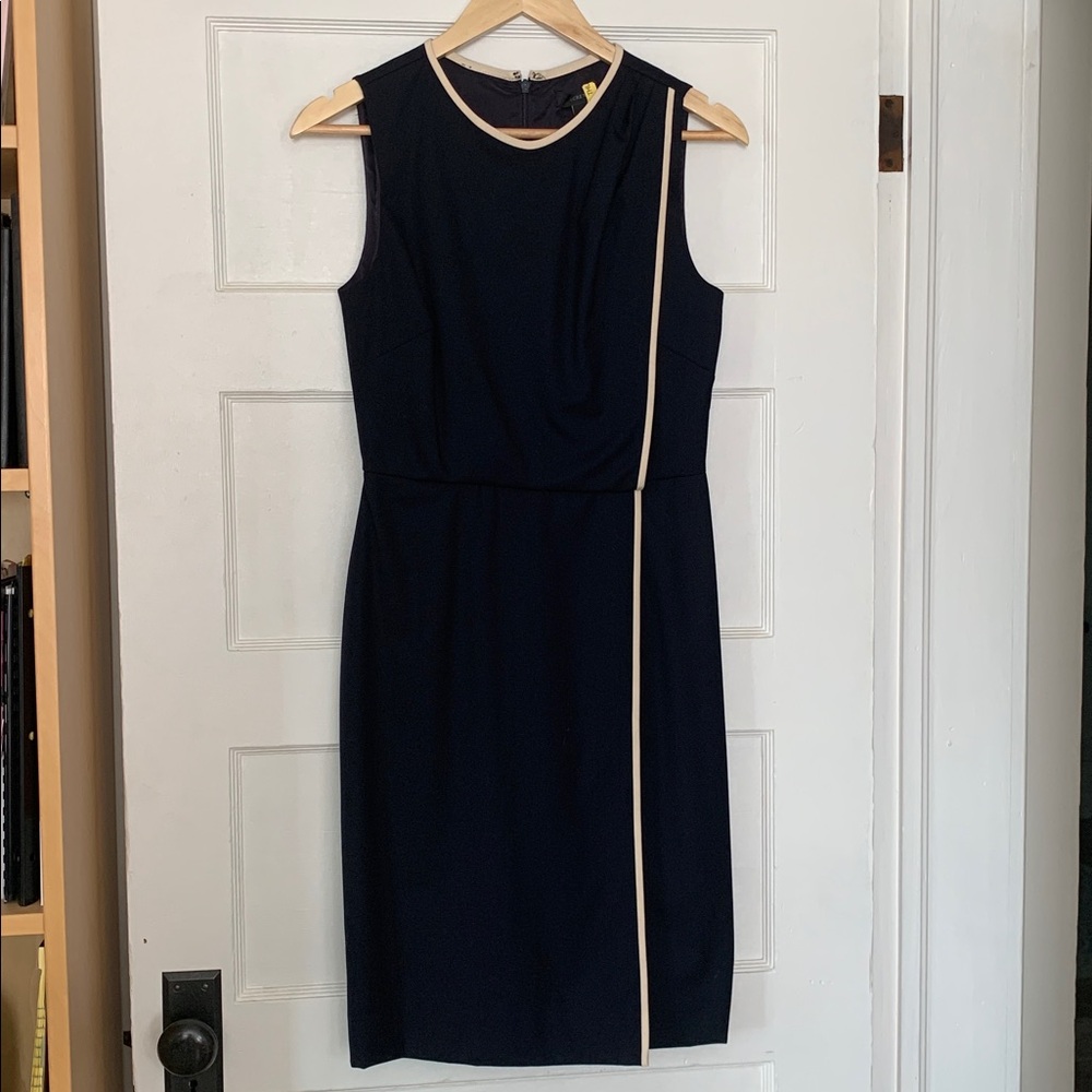 J. Crew Navy Dress with Cream Accents